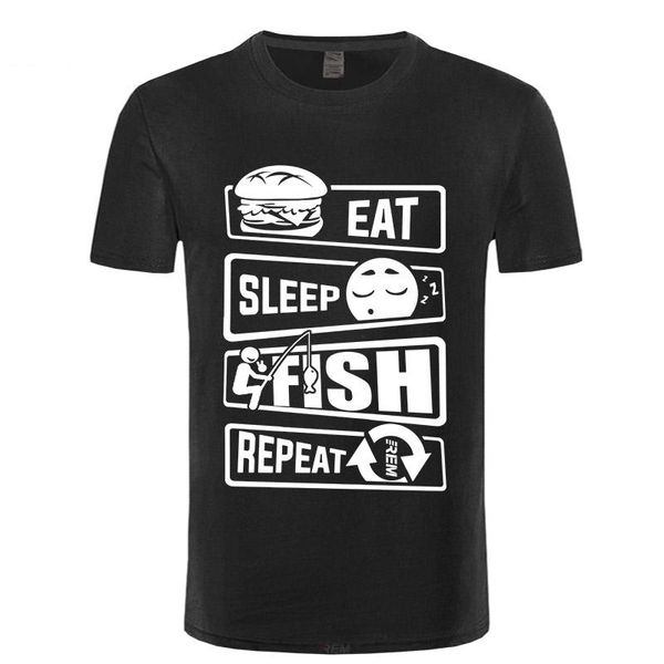 

men's t-shirts eat sleep fish gift funny t shirt more size and colors, White;black