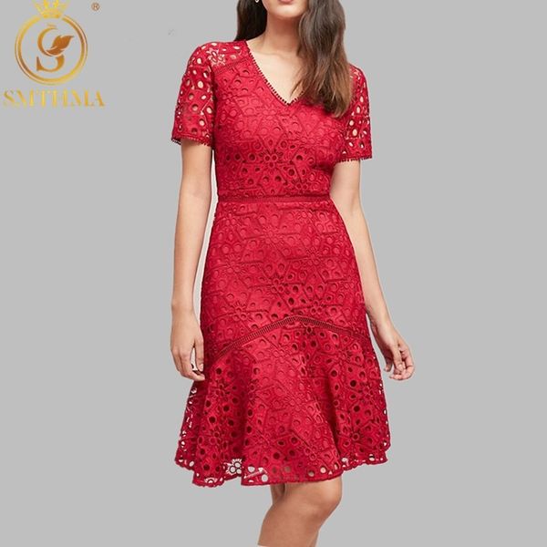 

summer lace patchwork red dress women v-neck work casual party slim dresses vintage vestidos 210520, Black;gray