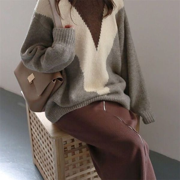 

women's jackets coats mori's thickened loose sweater autumn and winter wear long sleeve round neck pullover nnc5, Black;brown