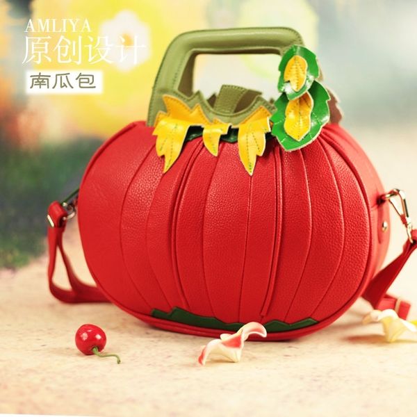 

amelia spring and summer new leather women's portable single shoulder messenger bag small round pumpkin shape creative bag