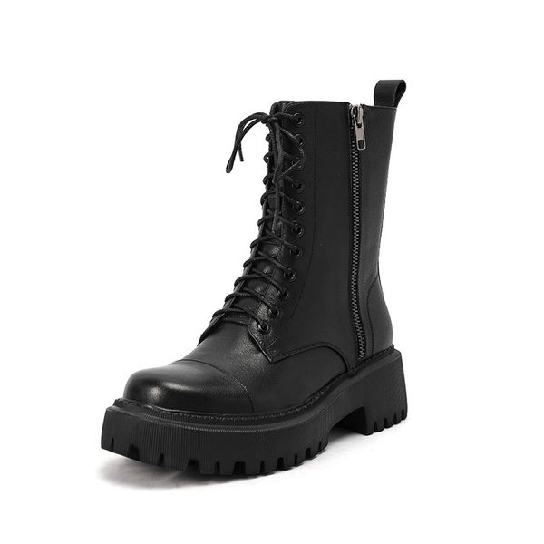 

asumer quality women's fall into winter thick shoes leather boots, Black