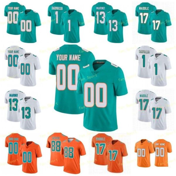 

17 jaylen waddle 1 tua tagovailoa football jersey 13 dan marino 25 xavien howard 15 jaelan phillips 88 mike gesicki 55 jerome baker 3 will f, Black;red