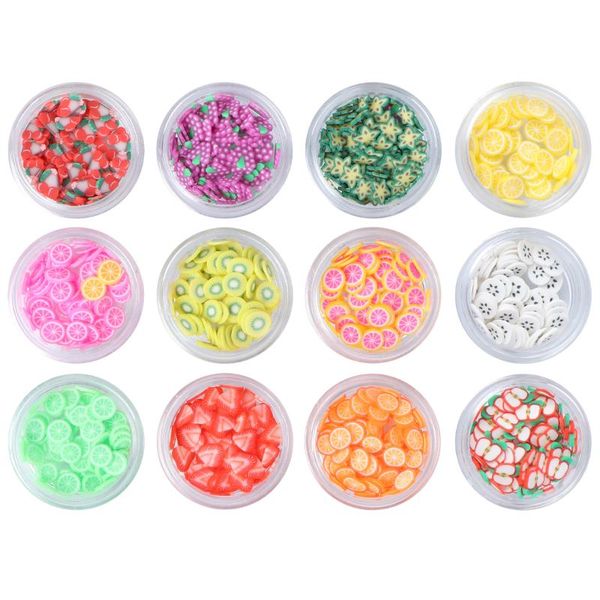 

nail gel 1 set slice fruit clay making supply art series 12 kinds of boxed slices diy decoration(fruit), Red;pink