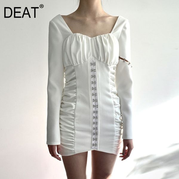 

summer fashion women clothes square collar full sleeves hollow out slim cover hips pullover dress wp83900l 210421, Black;gray