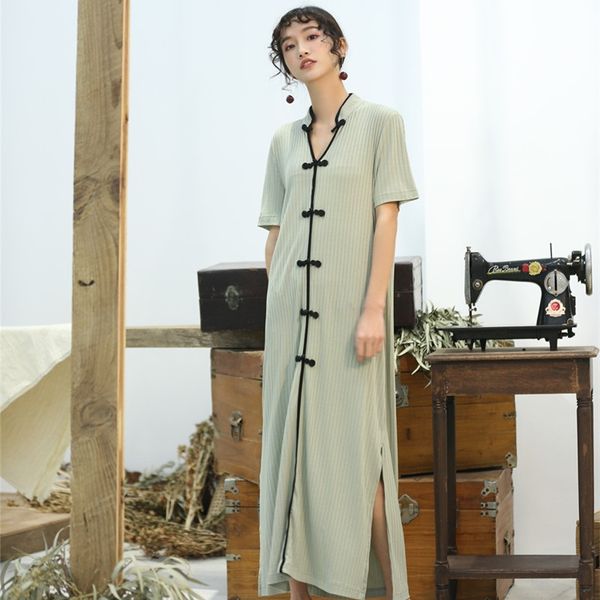 

chinese style dress cheongsam qipao split collar long traditional chinese dress qipao summer dress 2021 oriental 10112, Red