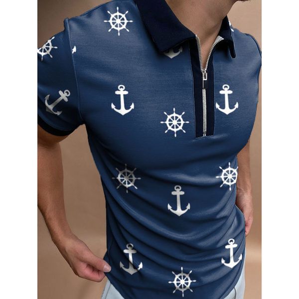 

protruding pattern men's zipper polo shirt comfortable breathable fashionable cool daily travel work party, White;black