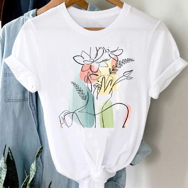 

women's t-shirt t-shirts women elegant watercolor 90s fashion trend mujer camisetas clothes graphic tshirt lady print female tee, White