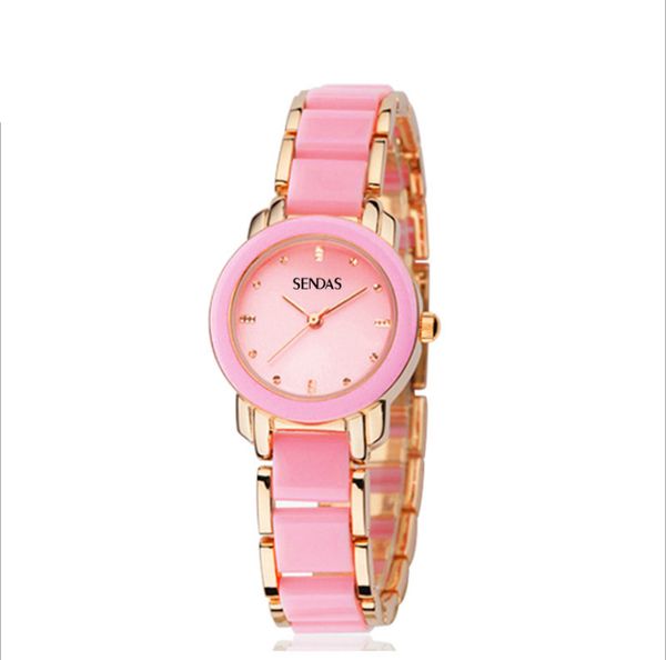 

senda brand mother pearl shell dial trendy quartz womens watch delicate students watches jewelry buckle comfortable band ladies wristwatches, Slivery;brown
