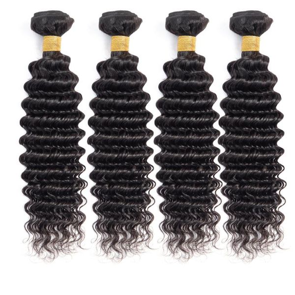 

human hair bulks lanqi wholesale bundles deep wave deals weave 4 with non-remy peruvian brazilian, Black