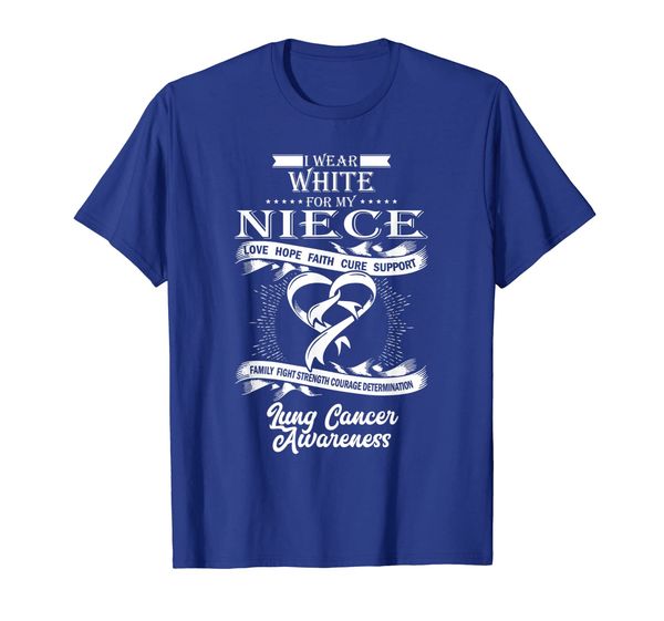 

i wear white for my niece lung cancer awareness support tee, White;black
