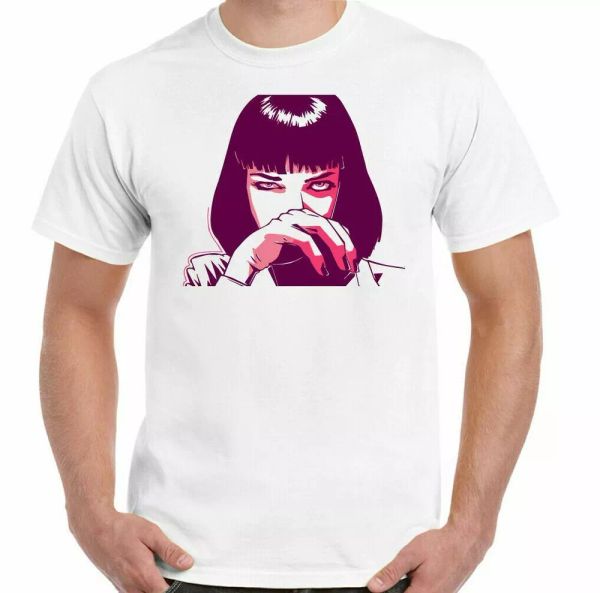 

pulp fiction t-shirt mia wallace mens funny classic movie quentin tarantino, White;black