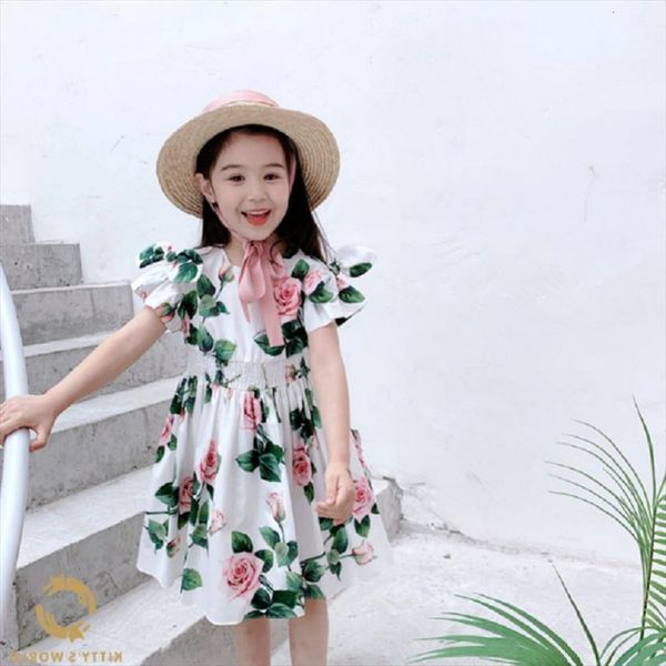 

Summer Arrival Girls Fashion Girl Dress Floral Princess Party, Red;yellow