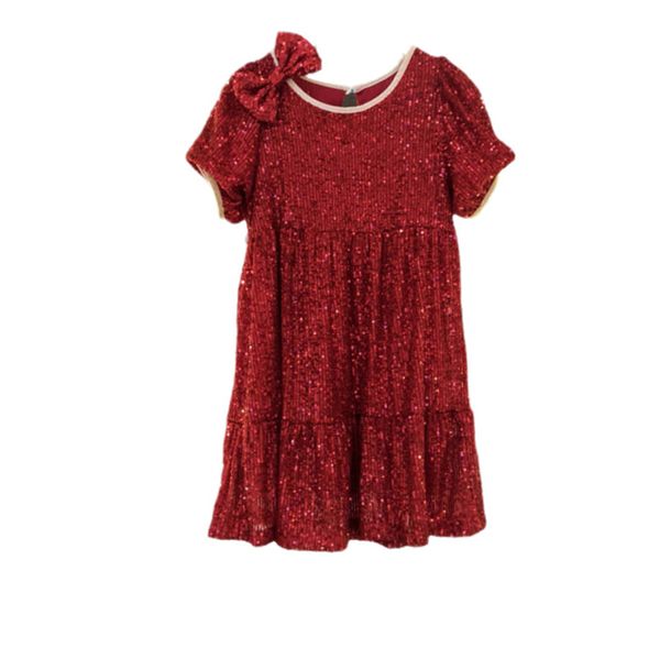 

girls dresses baby dress christmas sequin gold vest birthday party kids clothes b9016, Red;yellow