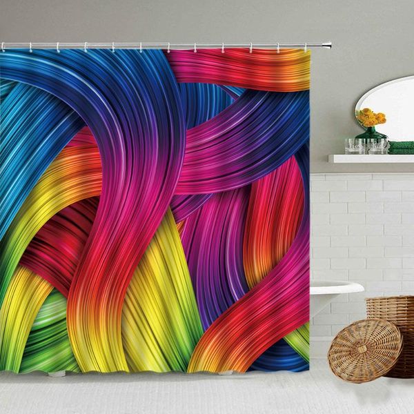 

shower curtains symphony three-dimensional striped curtain abstract art design bathroom wall decoration with hook waterproof screen set