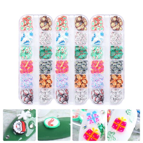 

nail art decorations 3 boxes of polymer clay sheets accessories xmas decors, Silver;gold