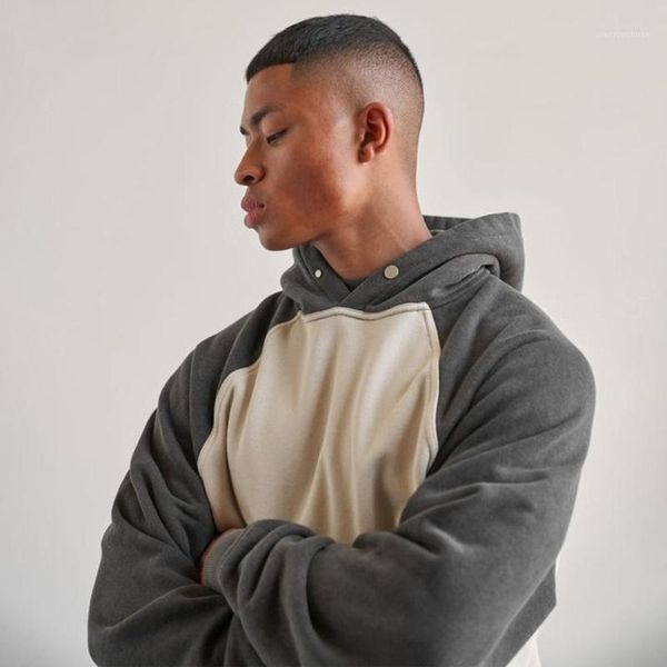 

men's hoodies & sweatshirts men's patchwork hoodie men women 1:1 pullover oversized washed, Black
