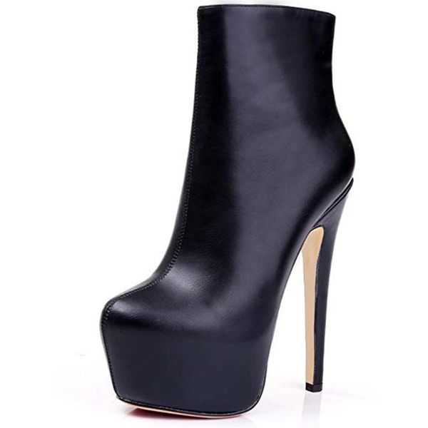 

boots ribetrini arrivals fetish thin high heels chic winter women plus size 45 platform party ankle female, Black