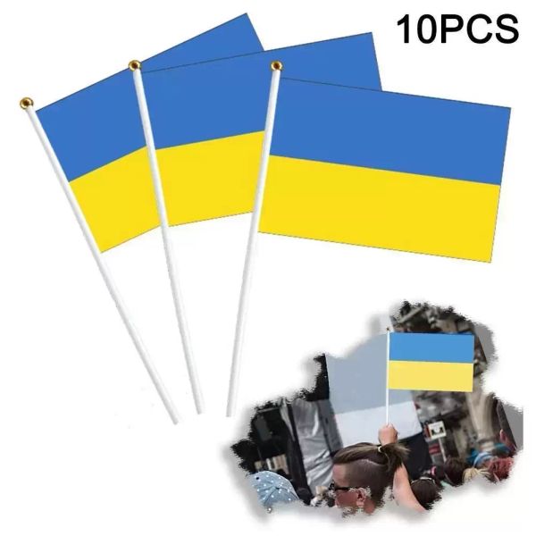 20 * 30 cm Ucrânia Handheld mini bandeiras com pólo branco cor vívida e fade resistente país banner bandeira national bunting bandeiras duráveis ​​poliéster