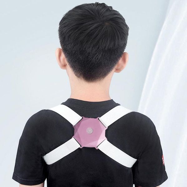 

posture corrector adjustable back brace straightener intelligent sensor vibration reminder trainer support, Black;blue
