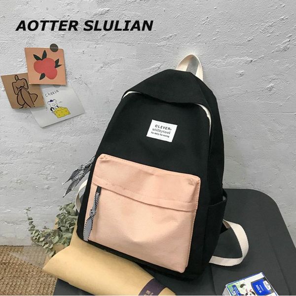 

backpack style cute woman schoolbag for teenage girls fashion female bags luxury harajuku student lady canvas book pack shoulder pouch