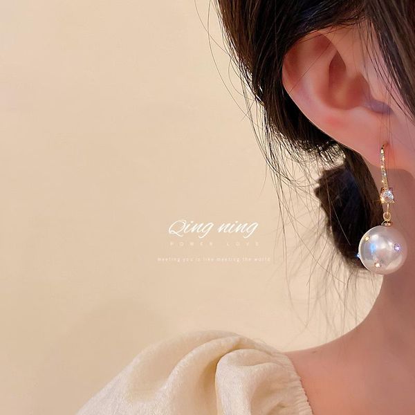 

dangle & chandelier fashion personality pearl set drill ear hook earrings temperament design sense female, Silver