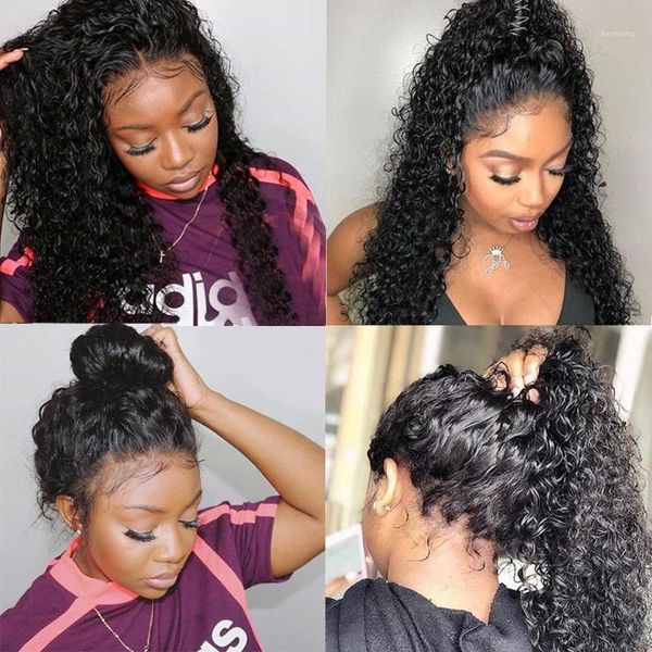 

sdamey 360 lace frontal wig water wave brazilian front human hair wigs full with baby1, Black;brown
