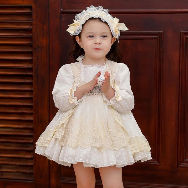 

kids spanish royal dresses for baby girls spain lolita ball gown children boutique clothes infant birthday christening vestidos girl's, Red;yellow