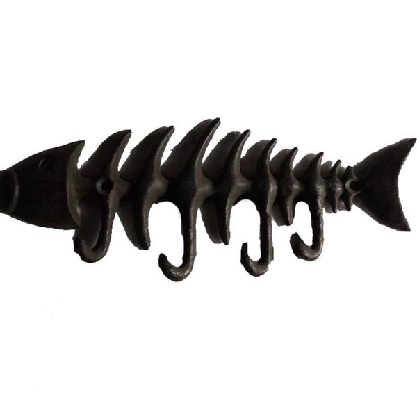 

hooks & rails hat screws hanger cast iron coat decoration wall mount bag home towel with 4 organizer key rack fish bone