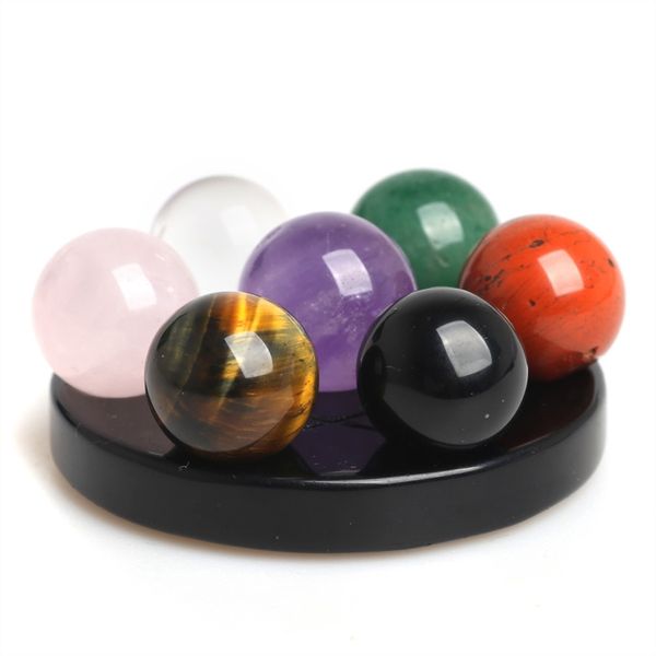 Fashion Natural Tumbled Round Stone Seven Chakra Stone Set Set di piatti per antipasto a sette stelle