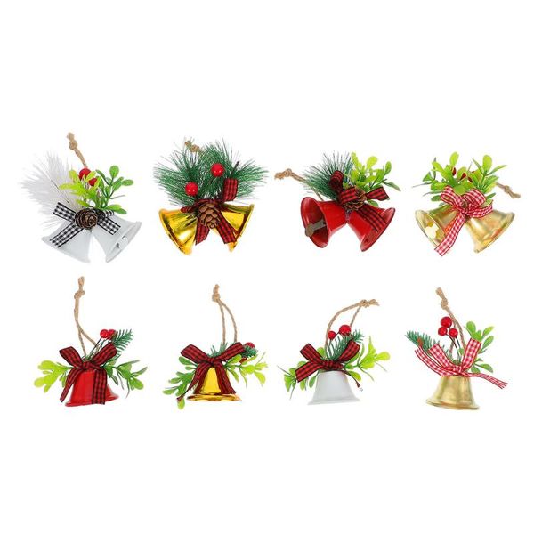 

wall clocks 8pcs christmas bell pendant xmas tree decoration for decor (assorted color)