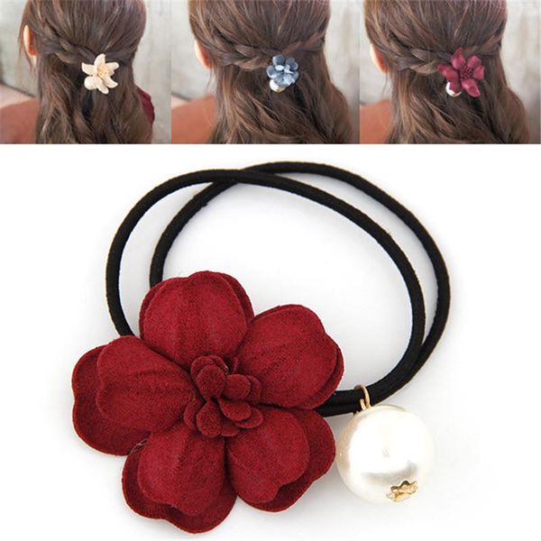 

hair accessories 2021 fashion jewelry rubber band ring for women korean simple girl pearl flower rope headwear gift