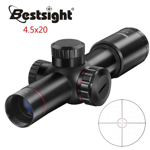 Bestsight Compact 4.5x20 Escopes de caça ao escopo óptico Espingaras vermelhas iluminadas MIL DOT Riflescope Sniper Sniper Air Hunt