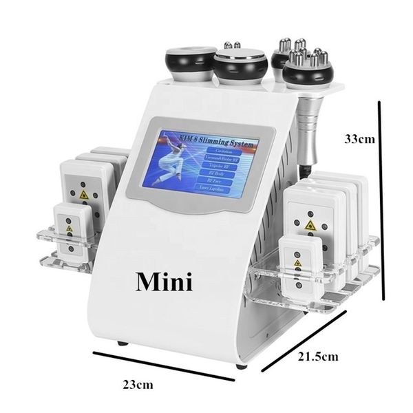 Mini 6 em 1 Dispositivos de Cuidados Faciais Equipamento RF 40K Cavitação Vácuo e Lipo Laser Máquina de Beleza para Aperto de Pele Levantamento Facial
