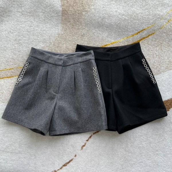 

women's shorts 2021 women fashion loose chain high waist wool 1012, White;black