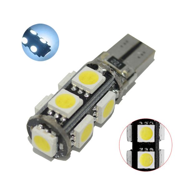 

50pcs white t10 w5w 5050 9smd led canbus error car bulbs for 192 168 194 2825 clearance lamps license plate lights 12v