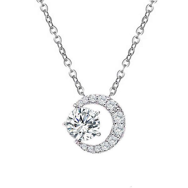

japanese and korean simple fashion moon necklace women's temperament clavicle chain cool wind, Silver