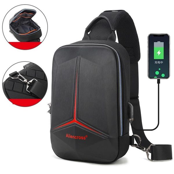 

chest backpack men anti-theft sling bagpack shoulder crossbody bag with usb charging port for travel back pack