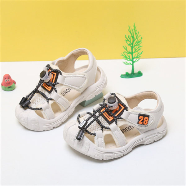 

2021 summer baby shoes girls boys toddler sandals non-slip soft kid anti-collision shoes infant closed toe beach sandals, Black