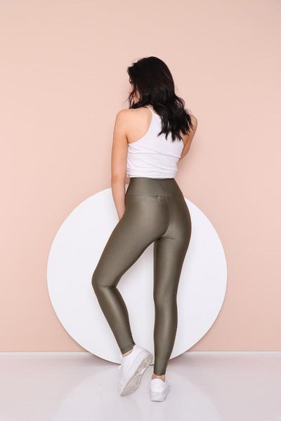 

women's leggings 2021 collection khaki color high waist shiny tights casual wear clothing, Black