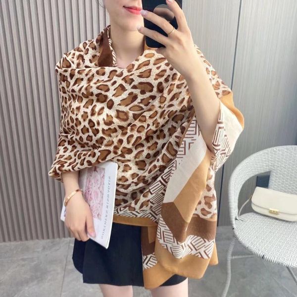 

scarves 90x180cm ladies autumn winter warm cotton linen hand feeling big shawls women leopard design neck decoration poncho, Blue;gray