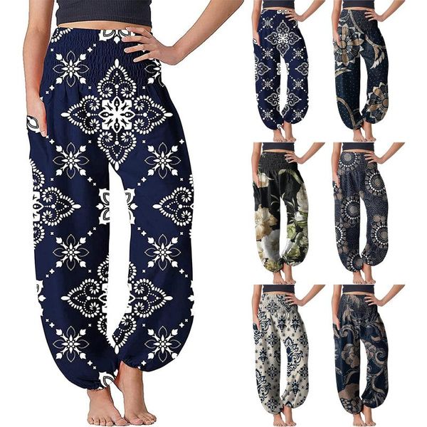 

yoga outfit bloomers harem pants women's ladies casual summer loose trousers female baggy boho digital print jumpsuit 2021