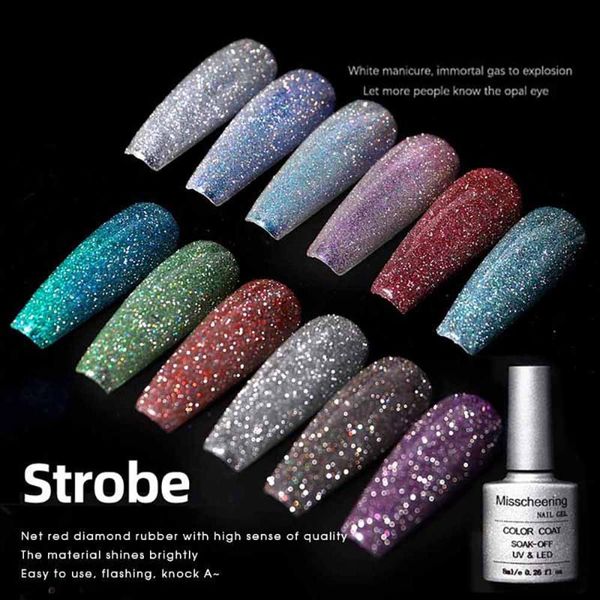 

nail gel shiny sequins dazzling lacquer varnish uv led manicure art glitter diamond crushed polish, Red;pink