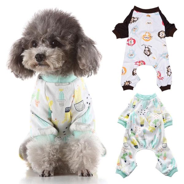 

dog apparel pet 4 legged pajamas all seasons jumpsuit cute monkey casual homewear cotton outfit puppy