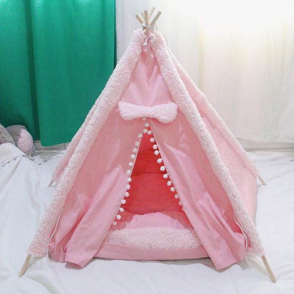 

pet houses cat dog teepee with blackboard portable tents & houses, wood canvas tipi fold tent small animal beds kennels pens