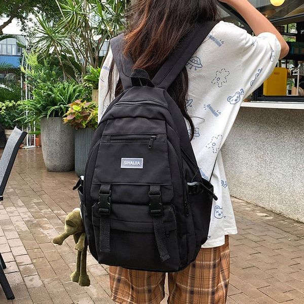 

backpack seetic fashion canvas female multi-pocket school bag for teenage anti-theft travel women solid color student