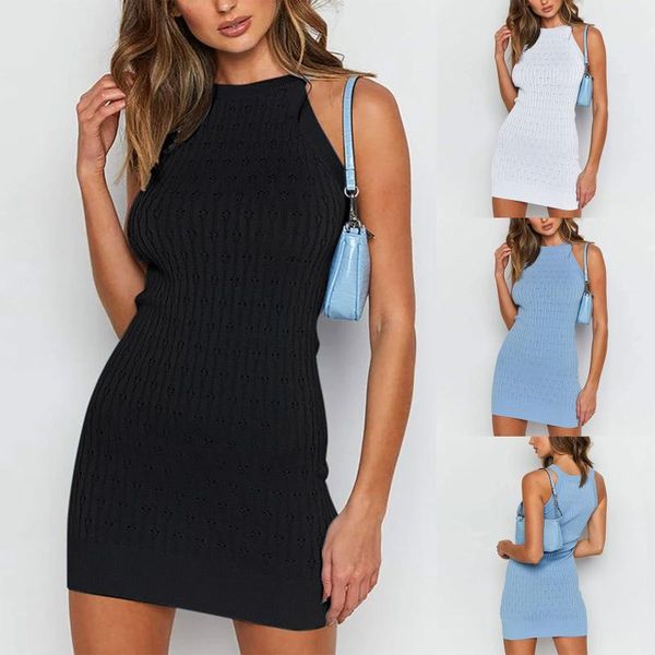 

women's fashion casual solid color suspender o-neck sleeveless dress vintage summer vestidos #t2g dresses, Black;gray