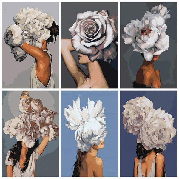 

paintings azqsd oil painting by numbers girl wall art acrylic paint unframe diy coloring flower for adults home decoration