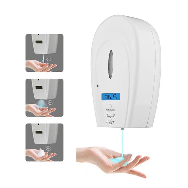 

liquid soap dispenser 1000ml automatic wall-mounted touchless measurement high temperature alarm with infrared motion sensor lcd screen