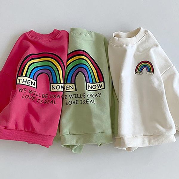 

hoodies & sweatshirts 9038 pre-sale 10 days children autumn clothes 2021 kid's rainbow sweater fashionable boy's 1-7year girl&#039, Black