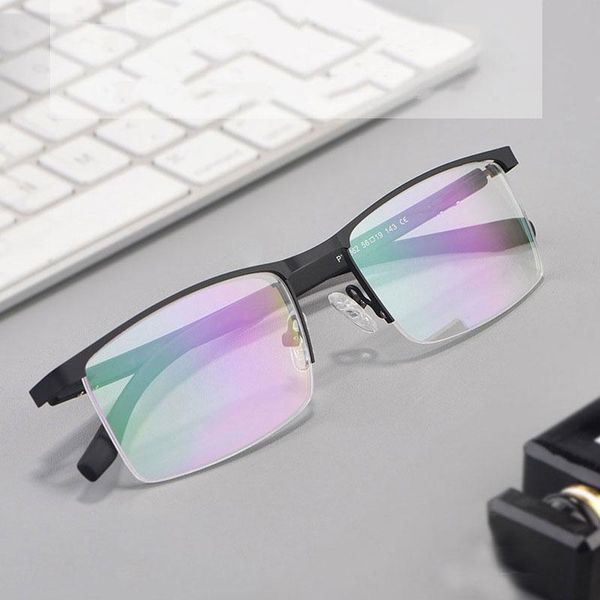 

fashion sunglasses frames alloy frame glasses half rim eye men style shortsighted spectacles rectangle eyewear arrival, Black